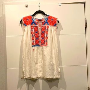 EXQUISITE RARE Mi Golondrina coral and blue handwork tank top — S— so beautiful